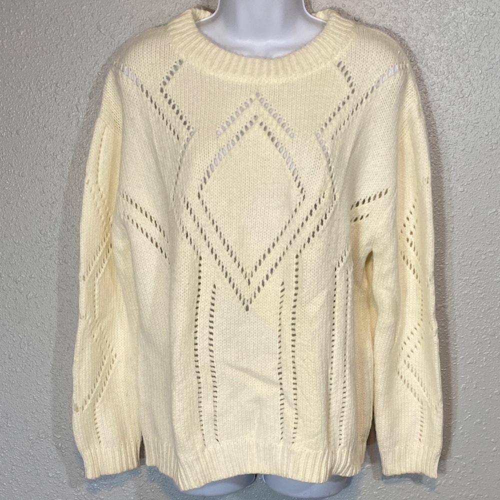 Magaschoni Cream Women's Crew Neck Sweater